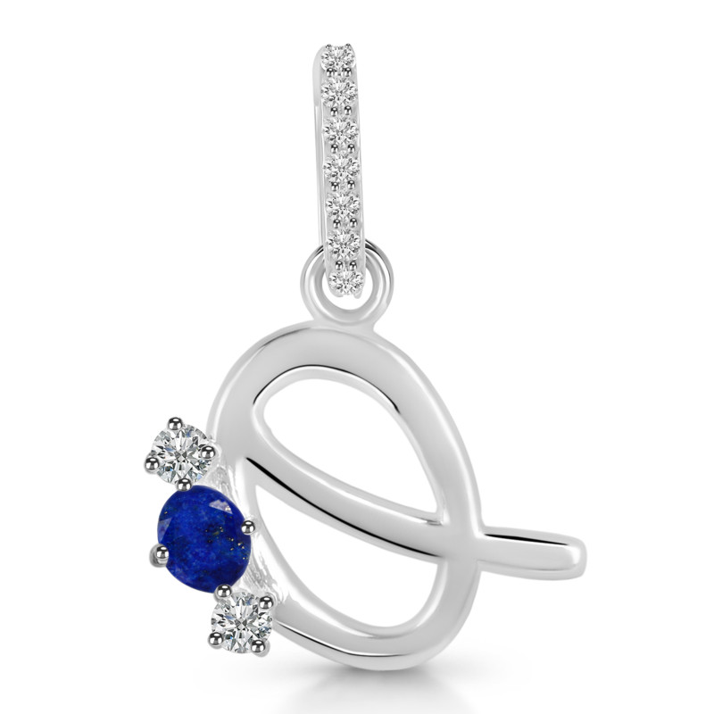 Lapis & White Topaz Alphabet Q Pendant LLP-RDA-95.