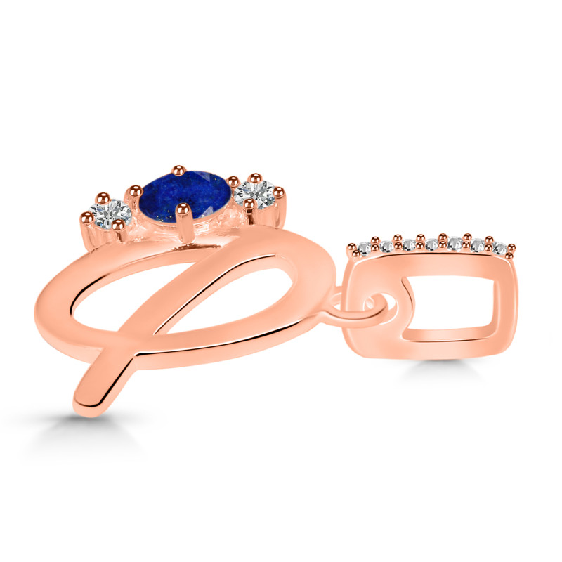 Lapis & White Topaz Alphabet Q Pendant LLP-RDA-95.