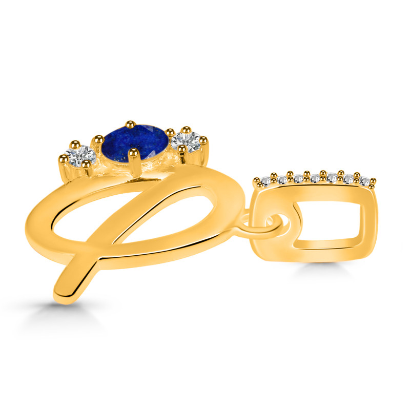 Lapis & White Topaz Alphabet Q Pendant LLP-RDA-95.