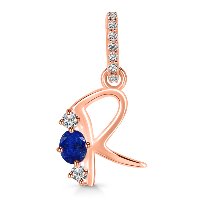 Lapis & White Topaz Alphabet R Pendant LLP-RDA-96.