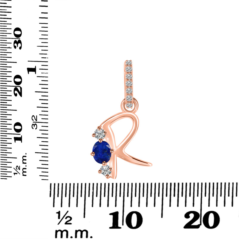 Lapis & White Topaz Alphabet R Pendant LLP-RDA-96.