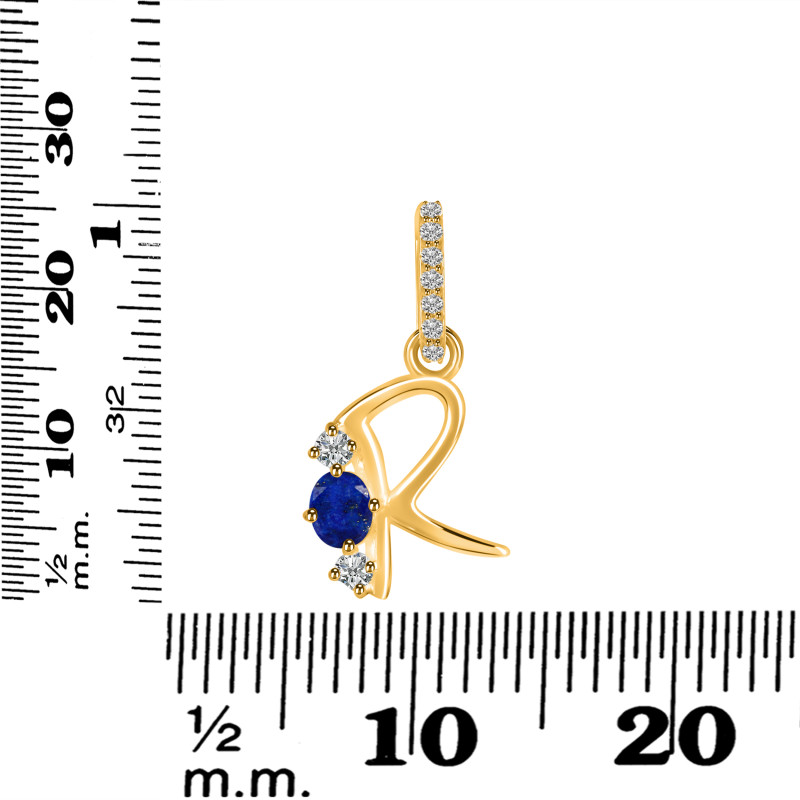 Lapis & White Topaz Alphabet R Pendant LLP-RDA-96.