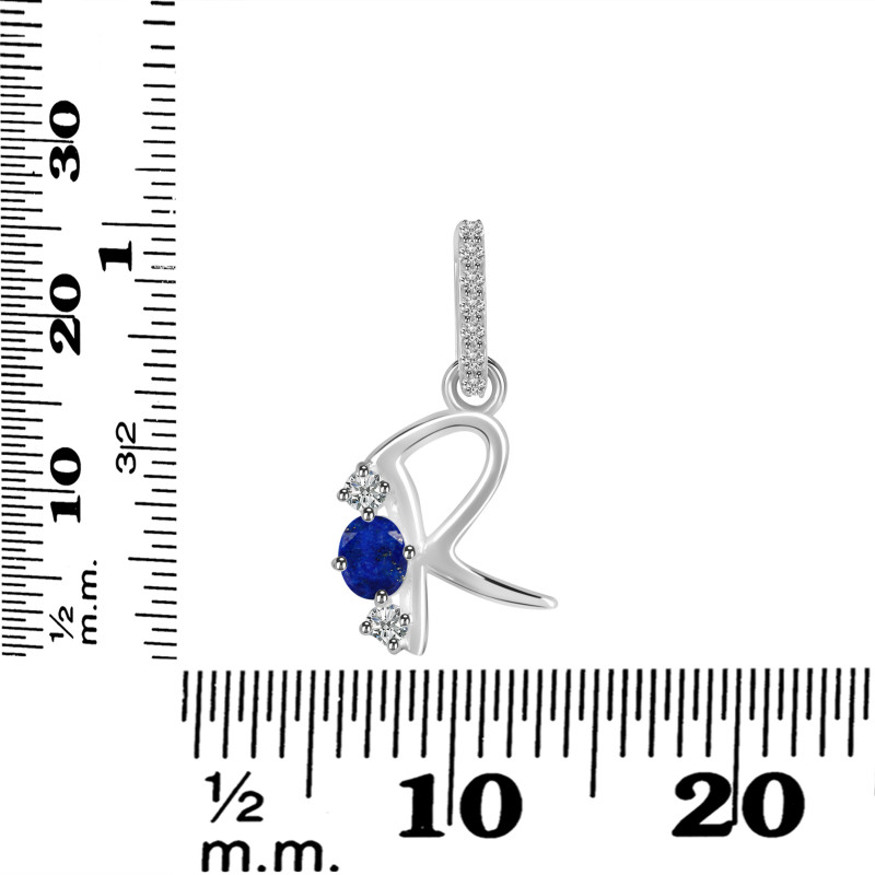 Lapis & White Topaz Alphabet R Pendant LLP-RDA-96.