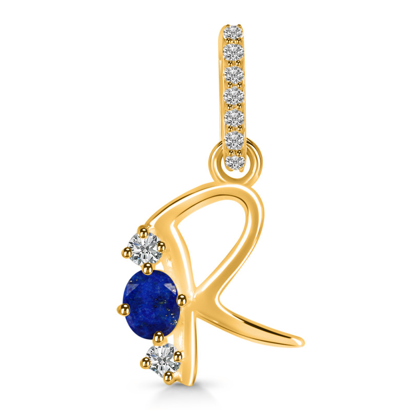 Lapis & White Topaz Alphabet R Pendant LLP-RDA-96.