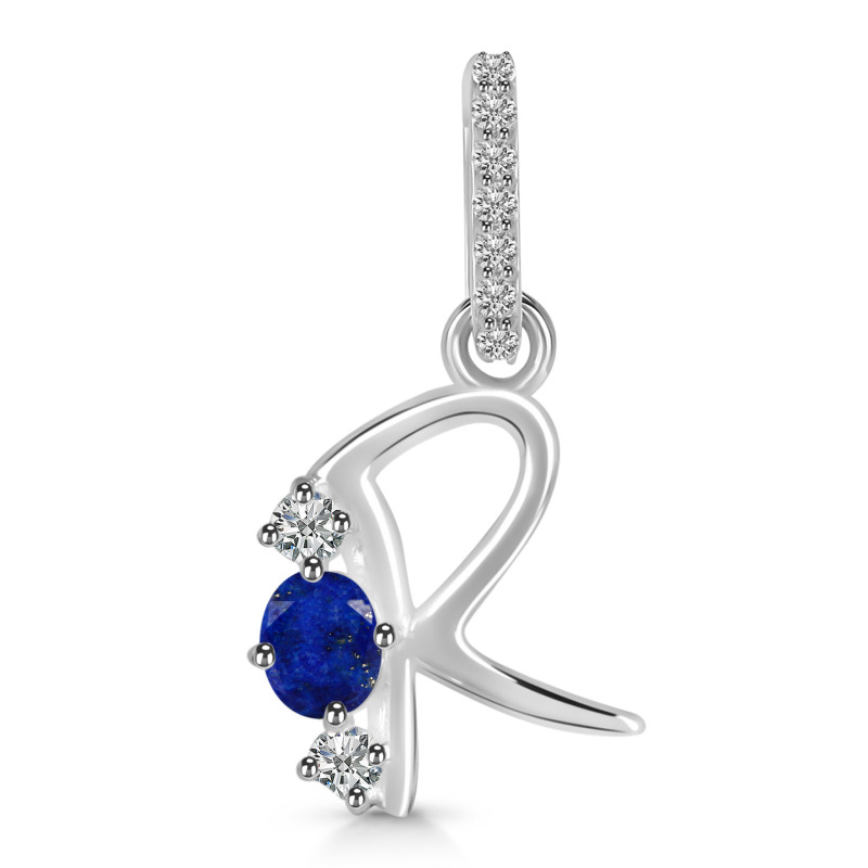 Lapis & White Topaz Alphabet R Pendant LLP-RDA-96.