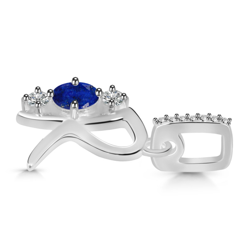 Lapis & White Topaz Alphabet R Pendant