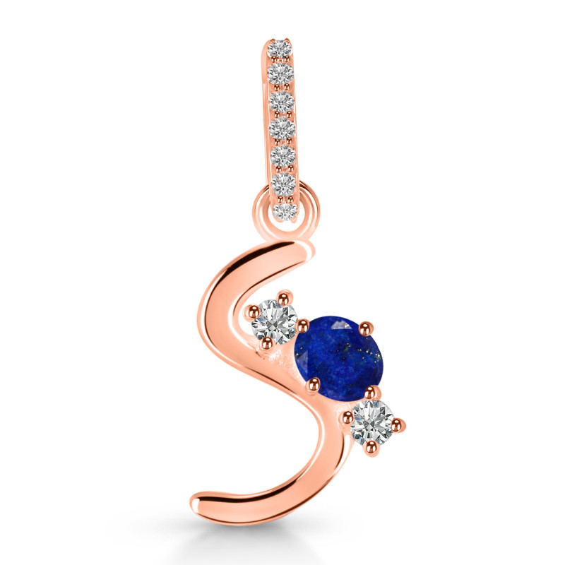 Lapis & White Topaz Alphabet S Pendant LLP-RDA-97.