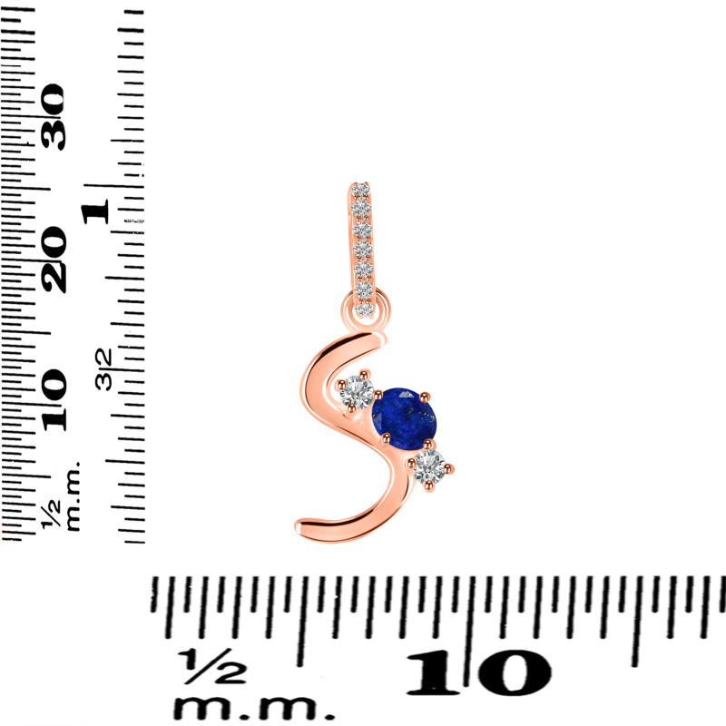 Lapis & White Topaz Alphabet S Pendant LLP-RDA-97.