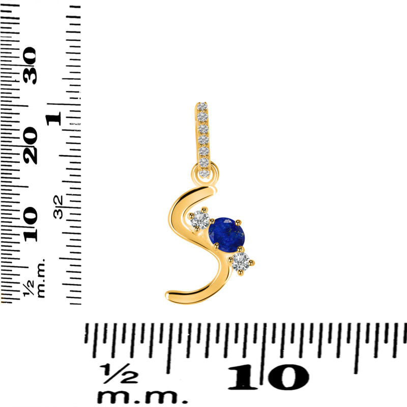 Lapis & White Topaz Alphabet S Pendant LLP-RDA-97.