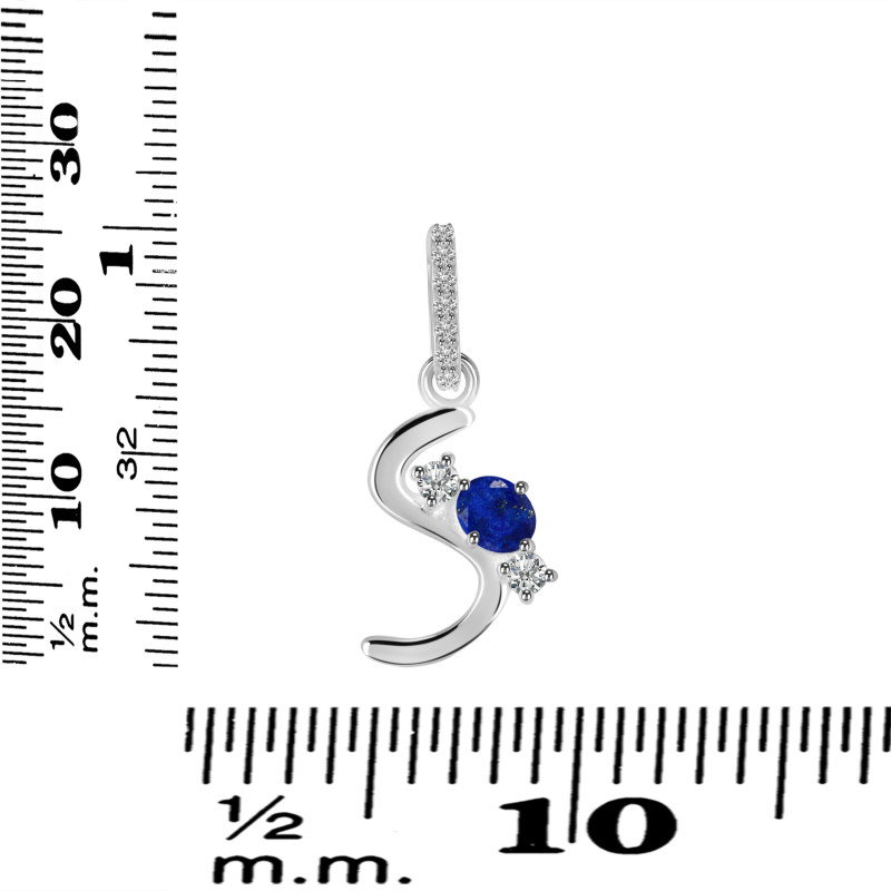 Lapis & White Topaz Alphabet S Pendant LLP-RDA-97.