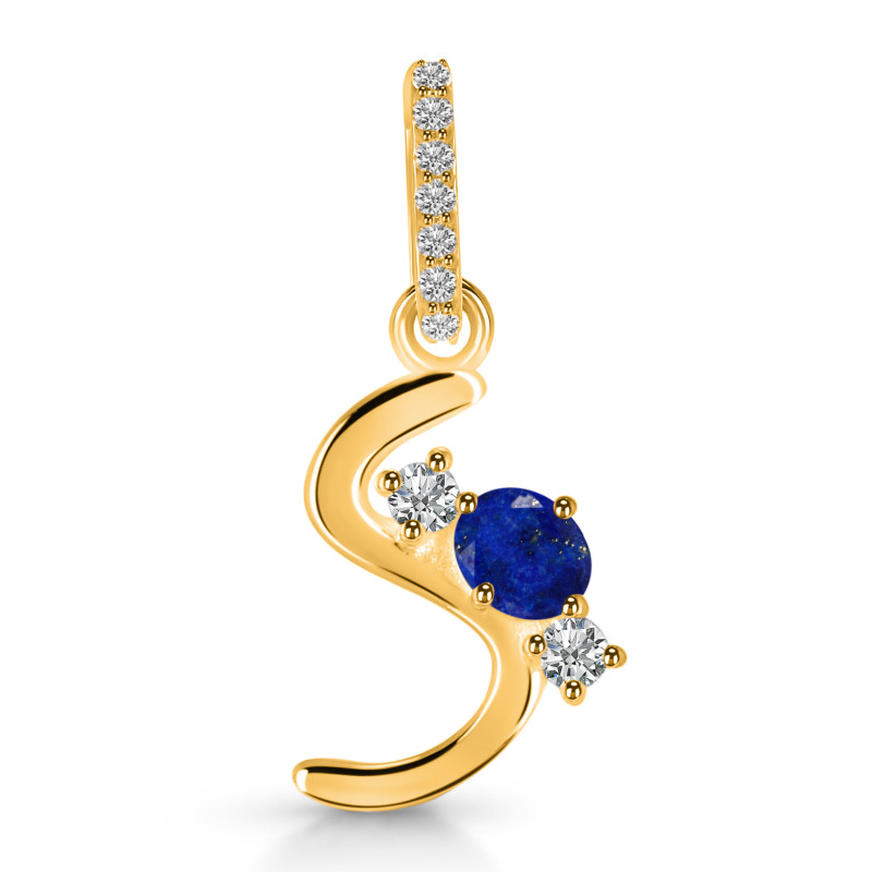 Lapis & White Topaz Alphabet S Pendant LLP-RDA-97.