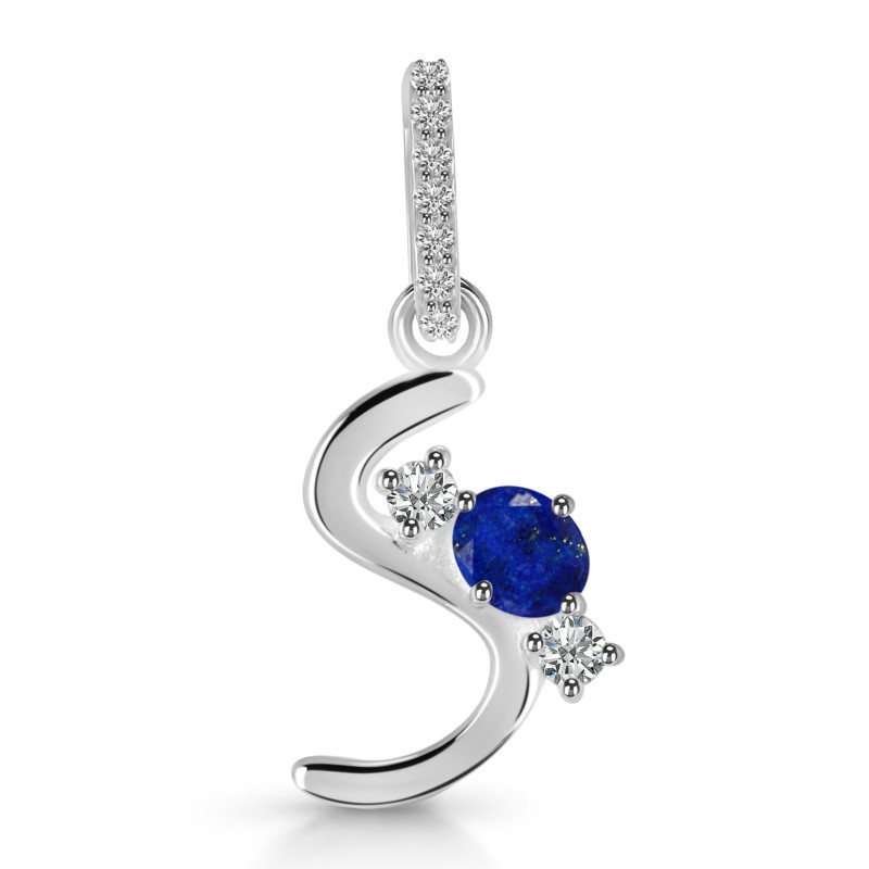 Lapis & White Topaz Alphabet S Pendant LLP-RDA-97.