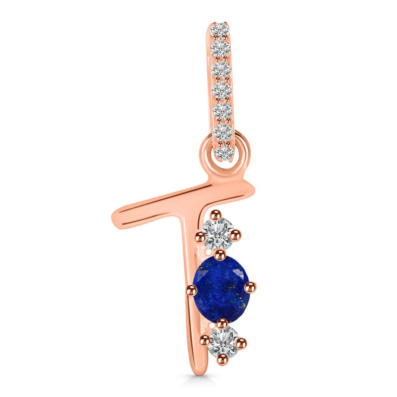 Lapis & White Topaz Alphabet T Pendant LLP-RDA-98.