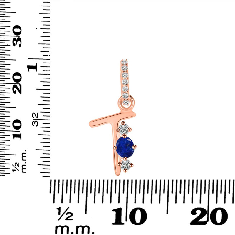 Lapis & White Topaz Alphabet T Pendant LLP-RDA-98.