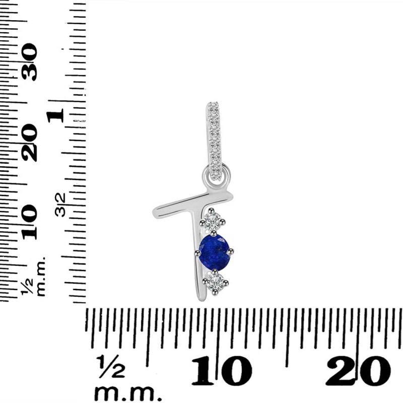 Lapis & White Topaz Alphabet T Pendant LLP-RDA-98.