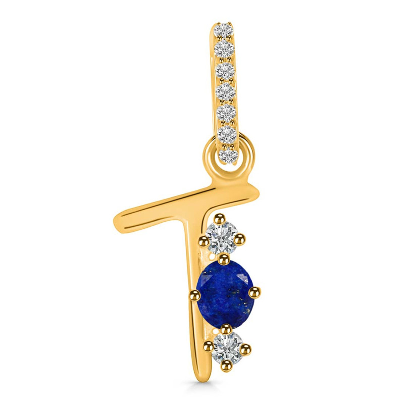Lapis & White Topaz Alphabet T Pendant LLP-RDA-98.