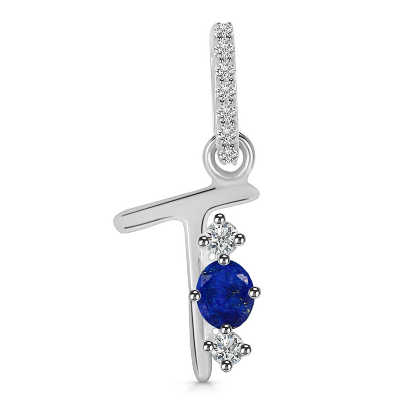 Lapis & White Topaz Alphabet T Pendant LLP-RDA-98.