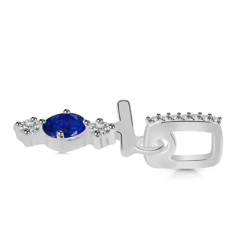 Lapis & White Topaz Alphabet T Pendant