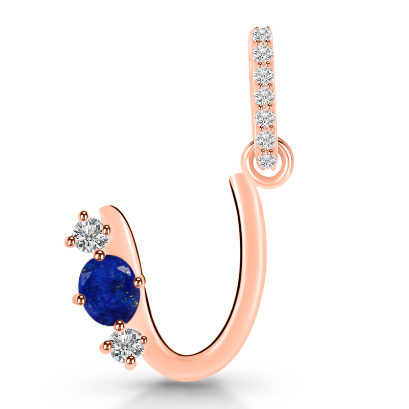 Lapis & White Topaz Alphabet U Pendant LLP-RDA-99.