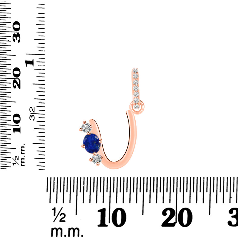 Lapis & White Topaz Alphabet U Pendant LLP-RDA-99.