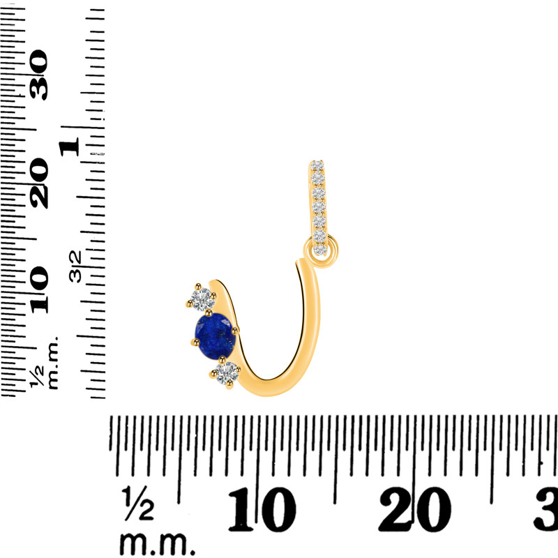 Lapis & White Topaz Alphabet U Pendant LLP-RDA-99.