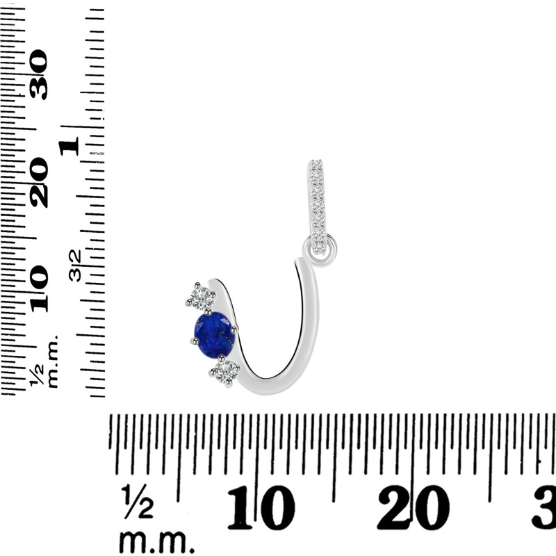 Lapis & White Topaz Alphabet U Pendant LLP-RDA-99.
