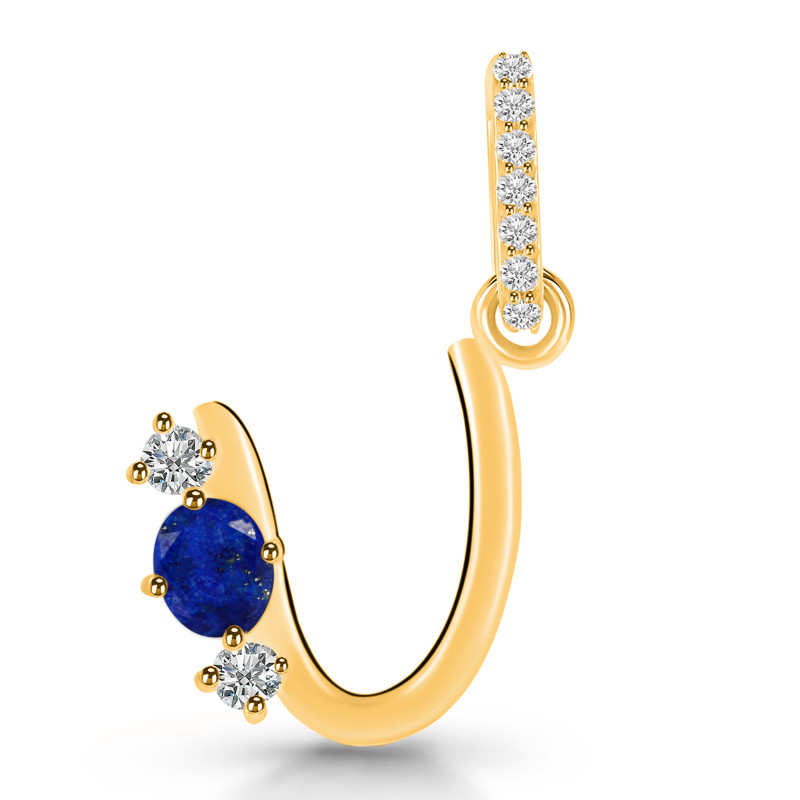 Lapis & White Topaz Alphabet U Pendant LLP-RDA-99.