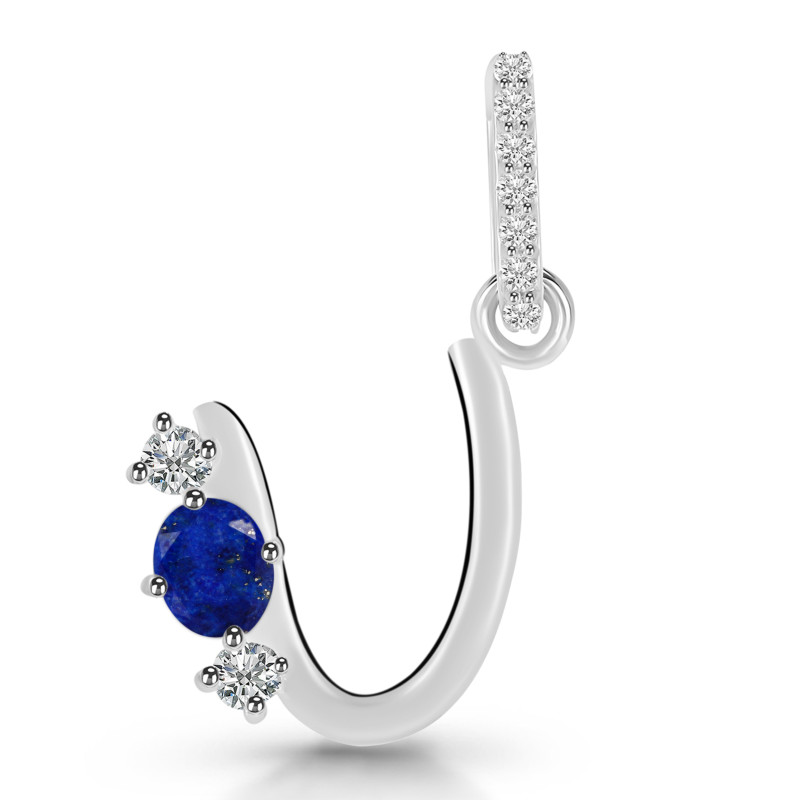 Lapis & White Topaz Alphabet U Pendant LLP-RDA-99.