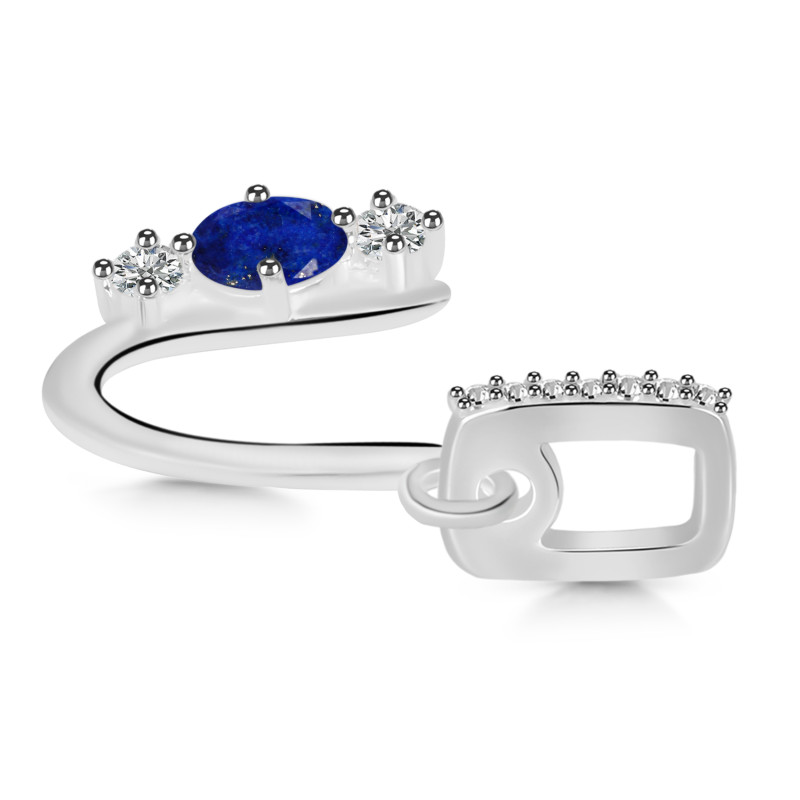Lapis & White Topaz Alphabet U Pendant