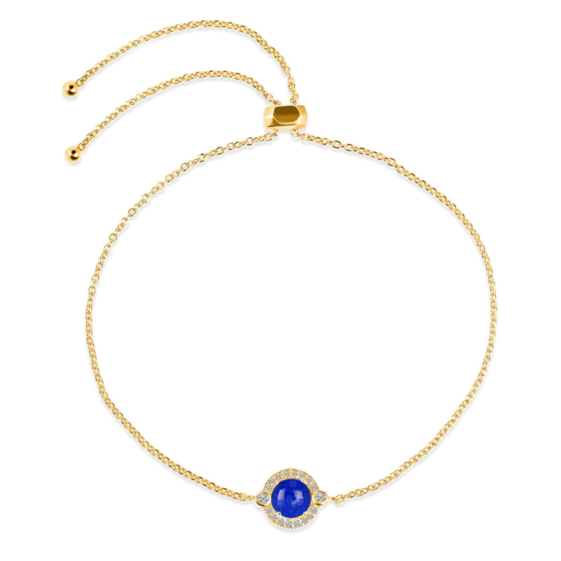 Lapis & White Topaz Bracelet With Adjustable Camera Lock LLP-RDB-65.
