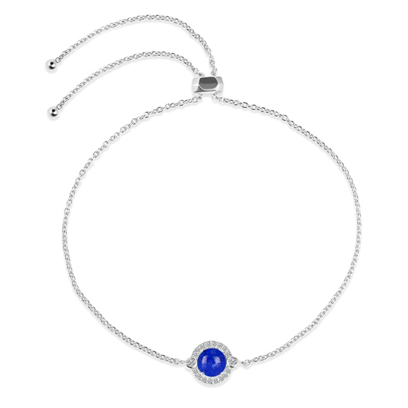 Lapis & White Topaz Bracelet With Adjustable Camera Lock LLP-RDB-65.