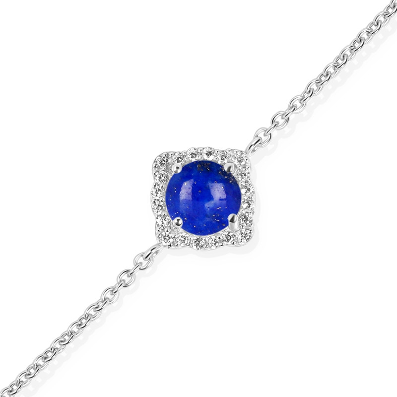 Lapis & White Topaz Bracelet With Adjustable Camera Lock