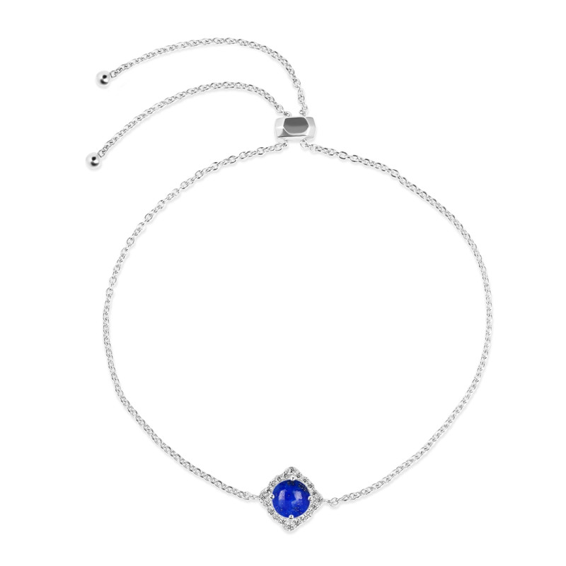 Lapis & White Topaz Bracelet With Adjustable Camera Lock LLP-RDB-66.