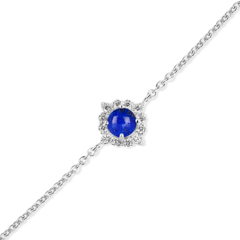 Lapis & White Topaz Bracelet With Adjustable Camera Lock