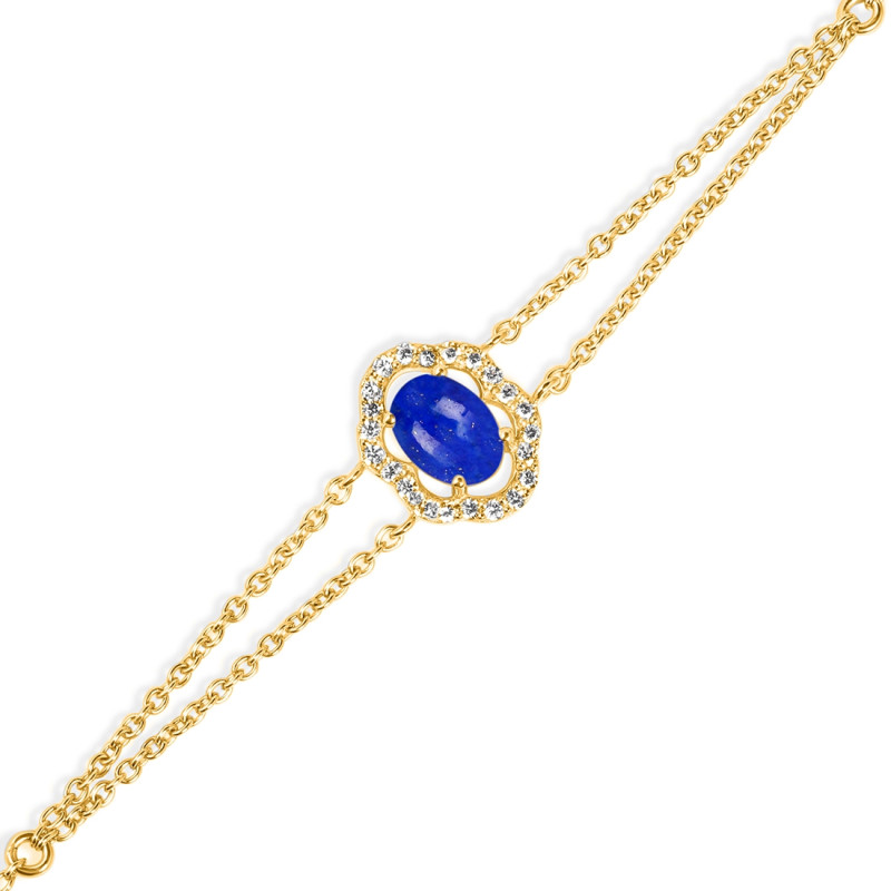 Lapis & White Topaz Bracelet With Adjustable Camera Lock LLP-RDB-68.