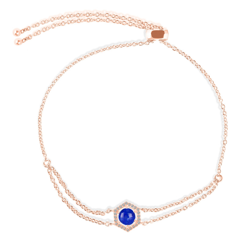 Lapis & White Topaz Bracelet With Adjustable Camera Lock LLP-RDB-83.