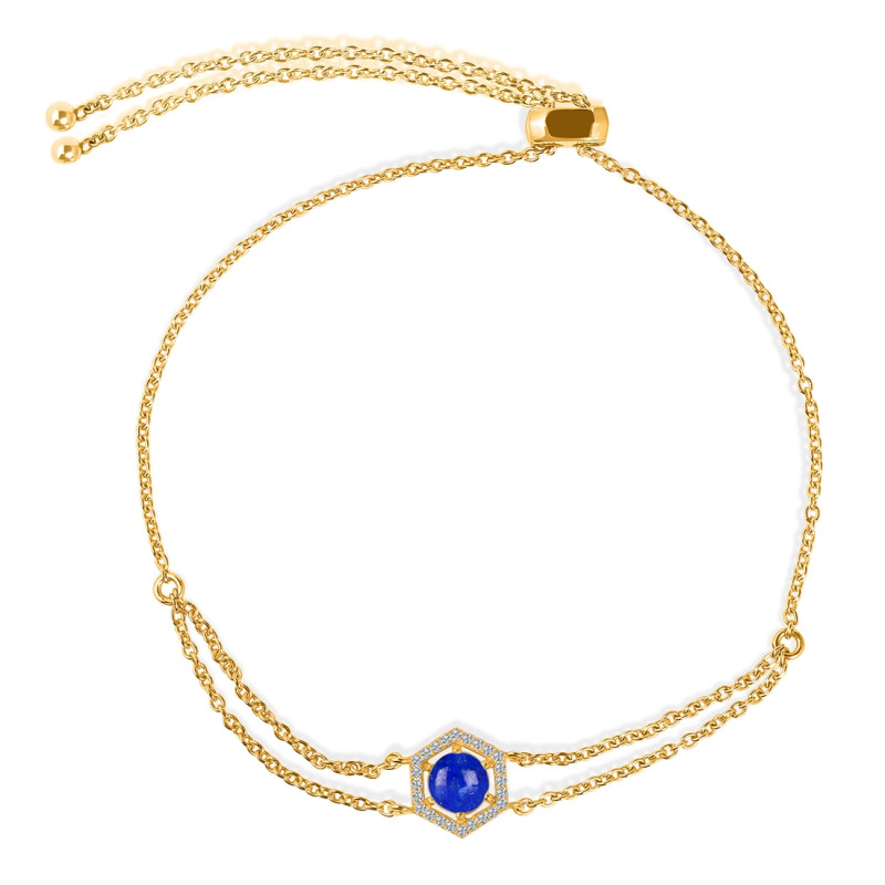 Lapis & White Topaz Bracelet With Adjustable Camera Lock LLP-RDB-83.