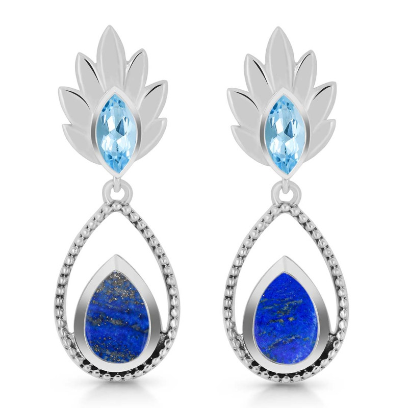Lapis & Blue Topaz Earring LLP-RDE-57.