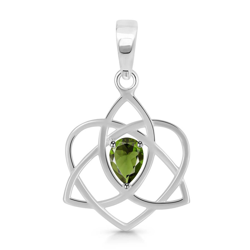 Moldavite Triquetra Heart Knot Pendant MLD-RDEP-880.