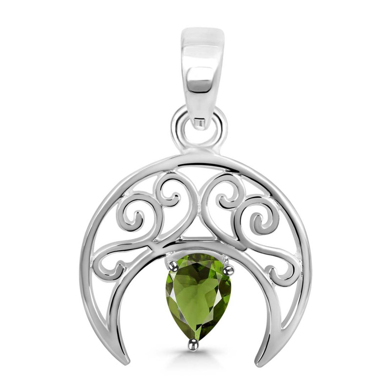 Moldavite Crescent Moon Pendant MLD-RDEP-890.