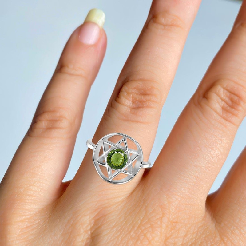 Moldavite Pentacle Ring MLD-RDR-2137.