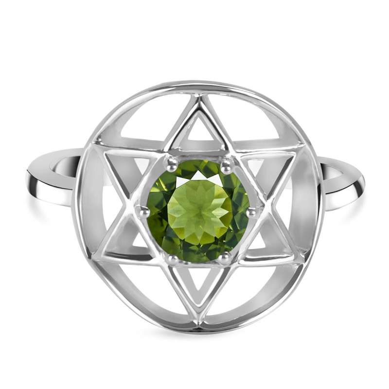 Moldavite Pentacle Ring MLD-RDR-2137.