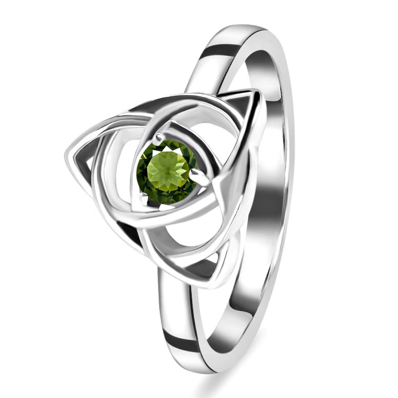 Moldavite Triquetra Ring