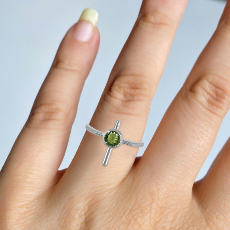 Moldavite Holy Cross Ring MLD-RDR-2143.