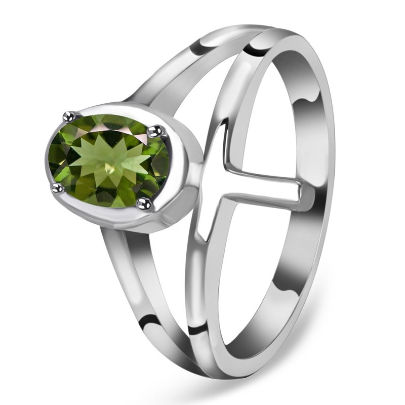 Moldavite Holy Cross Ring