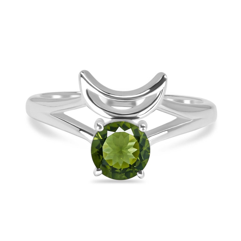 Moldavite Crescent Moon Ring MLD-RDR-2151.