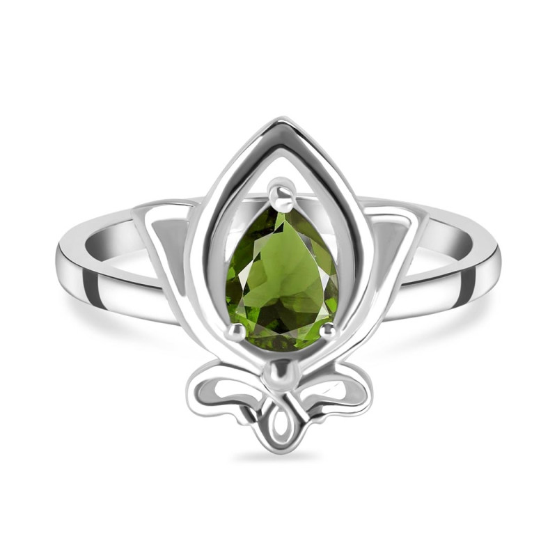 Moldavite Lotus Ring MLD-RDR-2157.