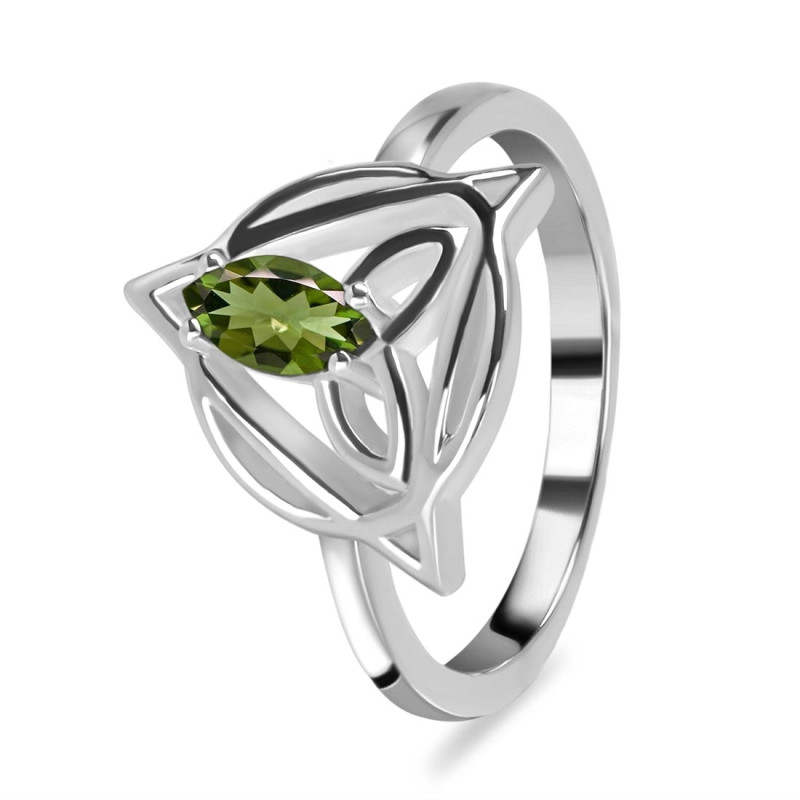 Moldavite Triquetra Ring