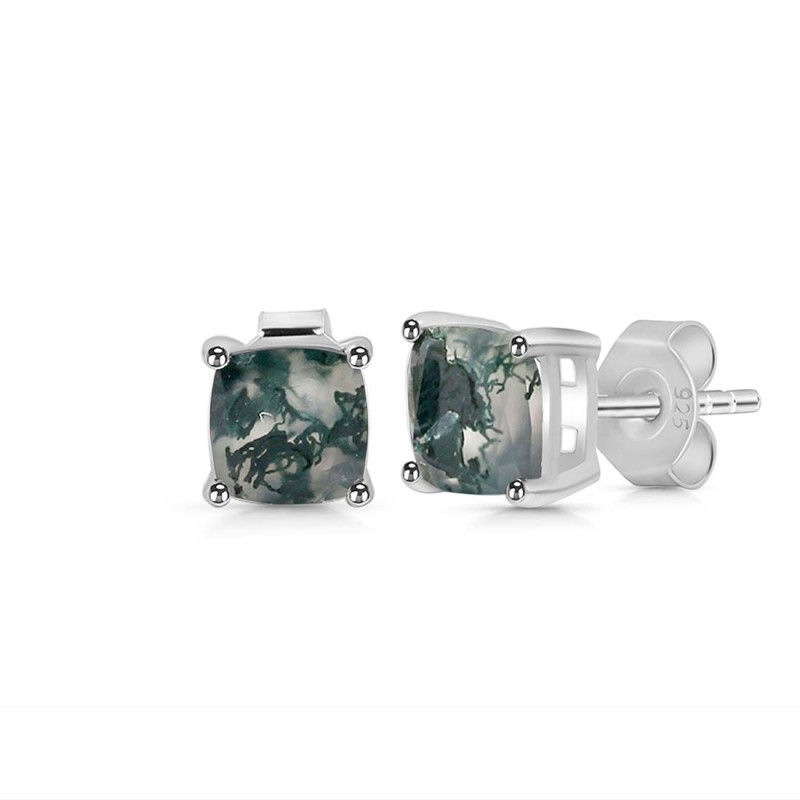 Moss Agate Stud Earring