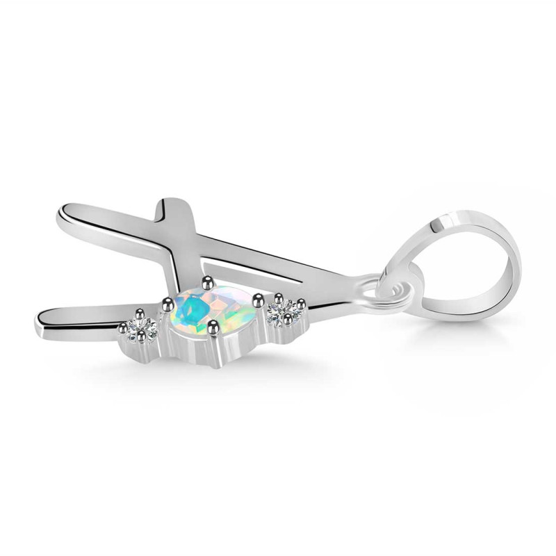 Opal & White Topaz Alphabet A Pendant
